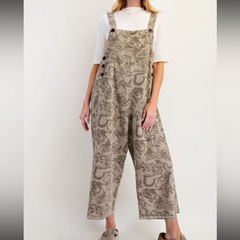 Easel Beige Patterned Jumpsuit - image 1